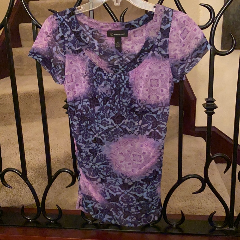 INC patterned ruched top